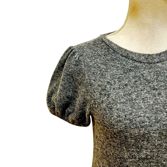Zara charcoal Gray Puff Sleeve Fitted knit top raw edge size small - Picture 6 of 9